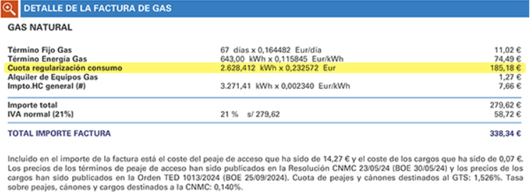 Factura elevada de gas de Endesa