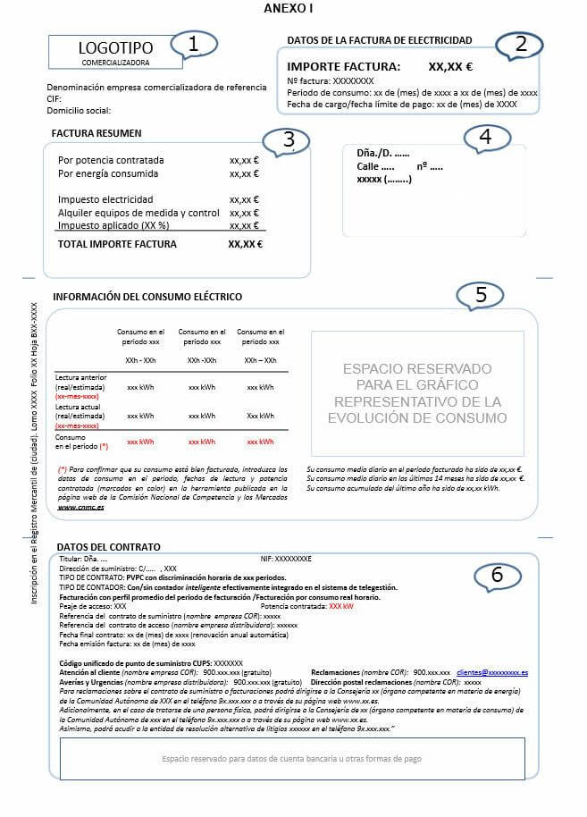 primera pagina de la factura de la luz