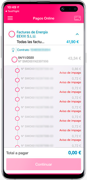 Pagar Factura Energía XXI App Móvil
