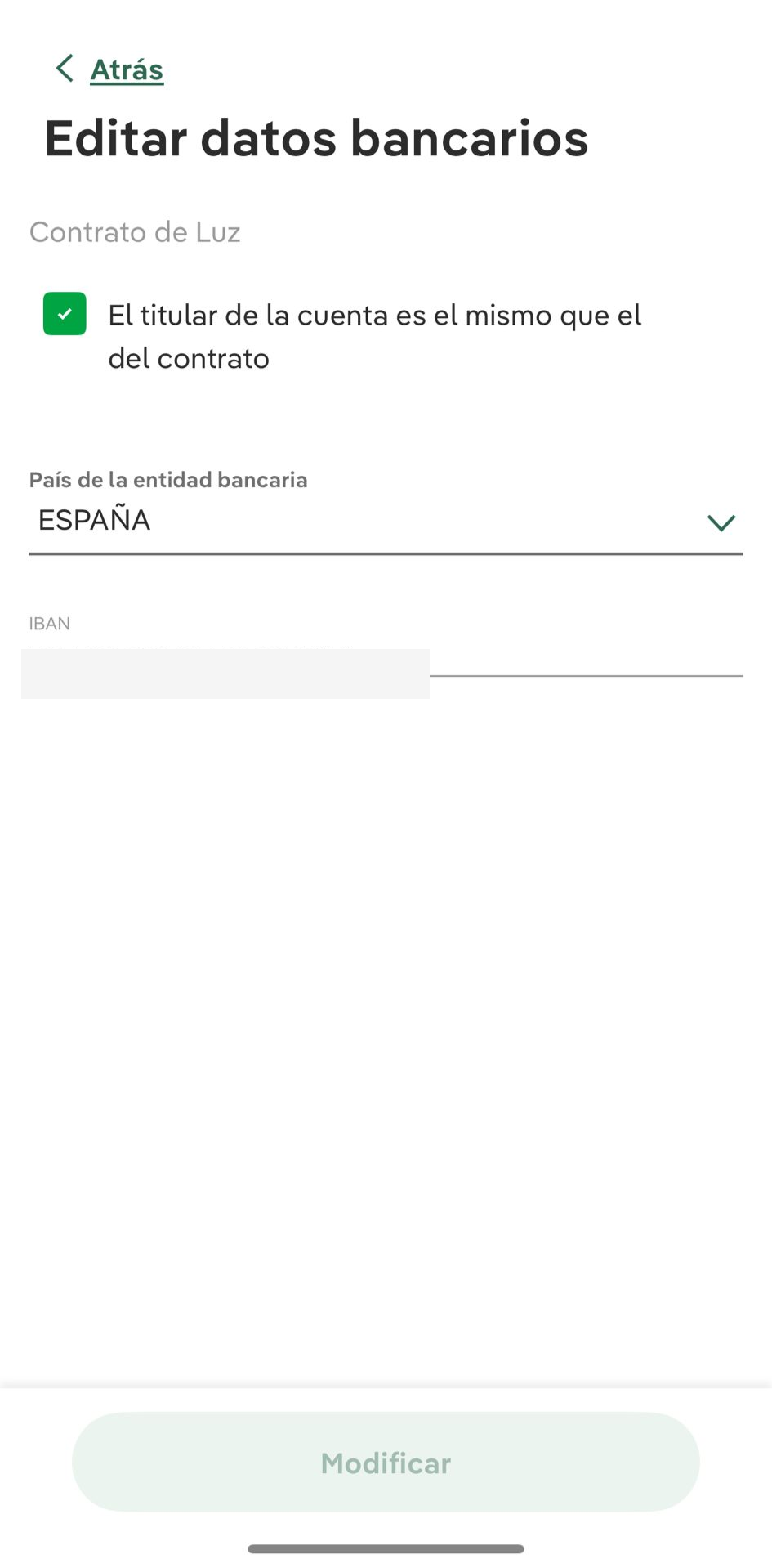 Rellenar IBAN Iberdrola Clientes