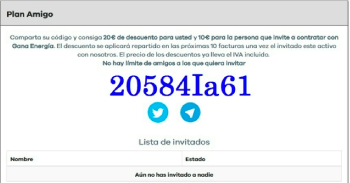 Código Plan Amigo de Gana Energía