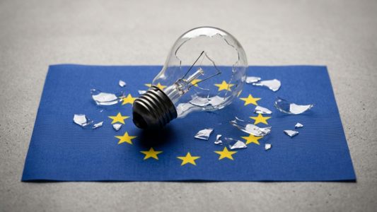 bombilla sobre bandera de la UE